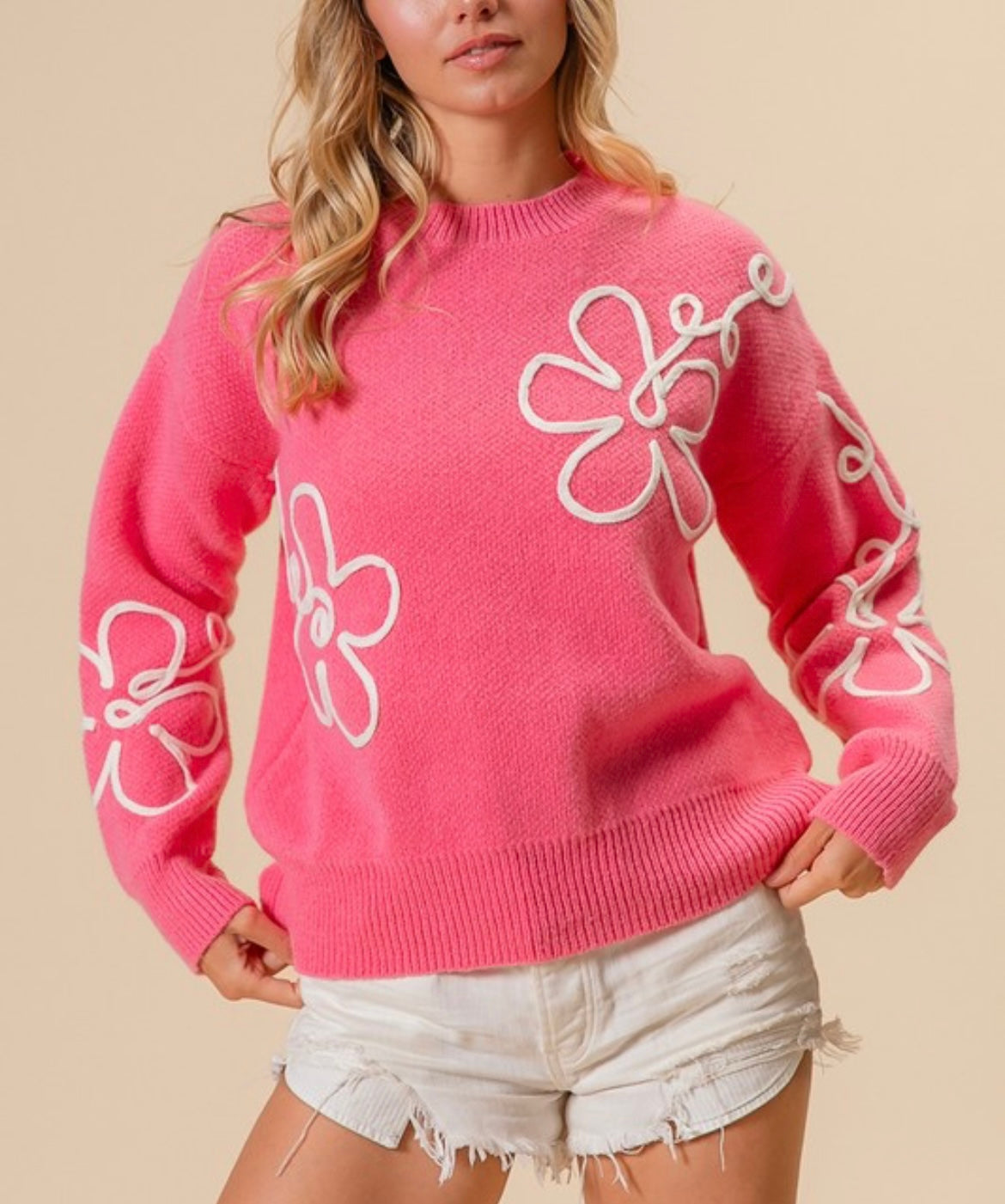 Flower Outline Detail Sweater