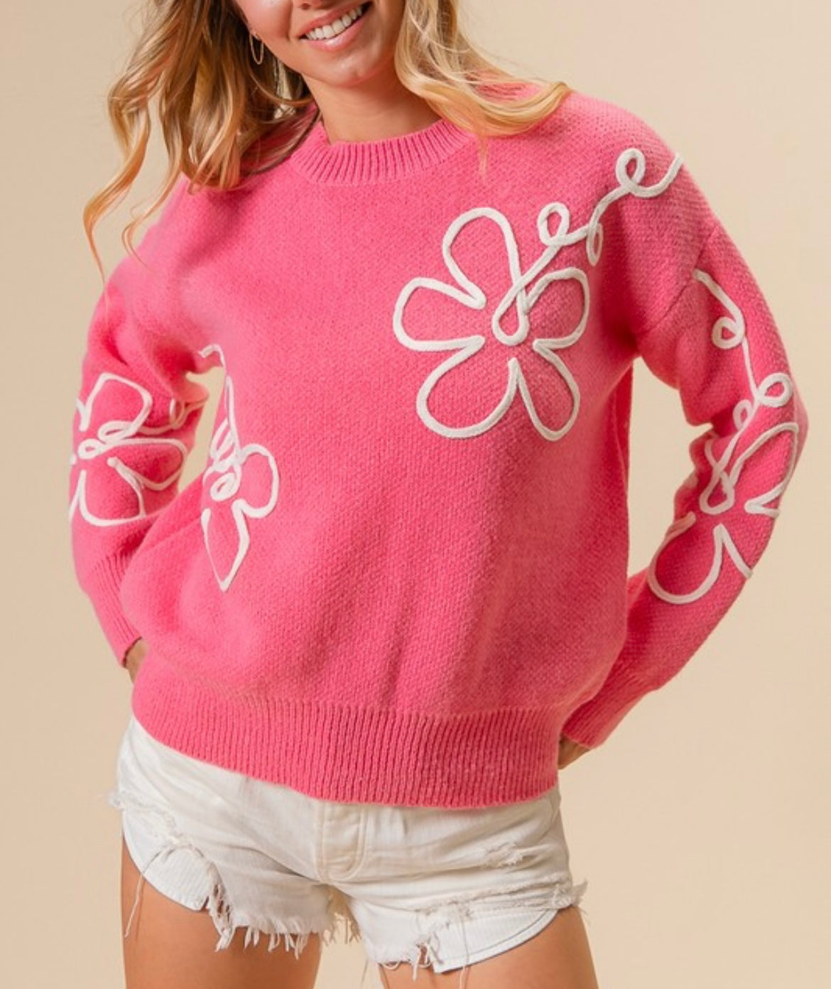 Flower Outline Detail Sweater