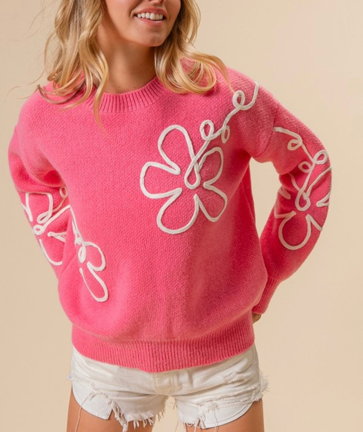 Flower Outline Detail Sweater