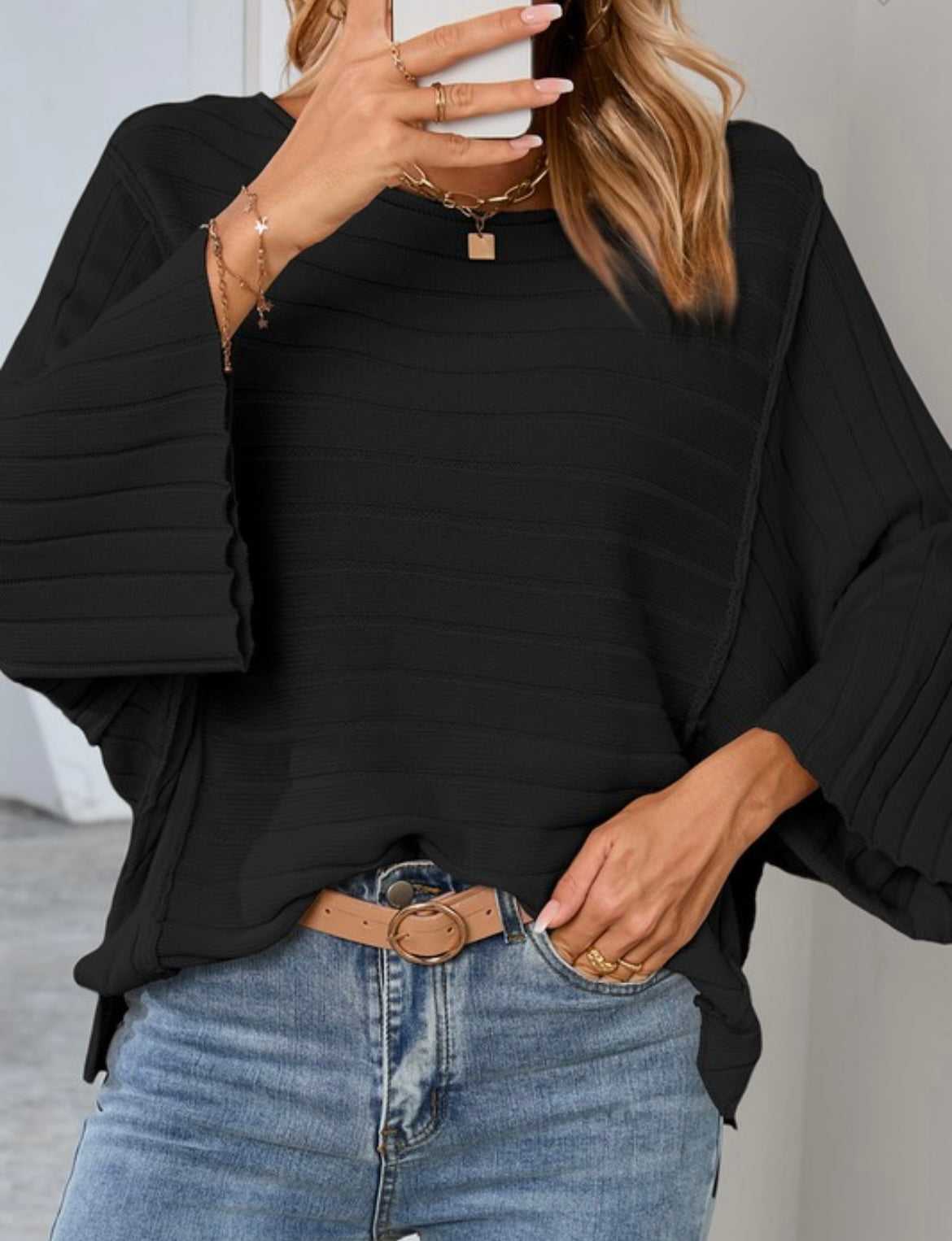 Ribbed Dolman Top